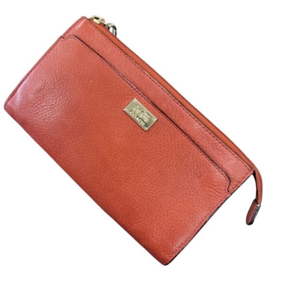 Coach Orange Leather Wristlet Wallet - Women's Designer Handbag with Strap - Picture 2 of 13
